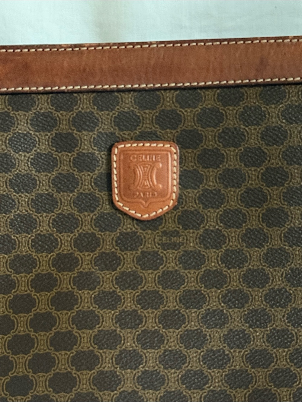 Celine Macadam Clutch Bag Vintage Brown PVC Leather Large Pouch - Picture 15 of 15